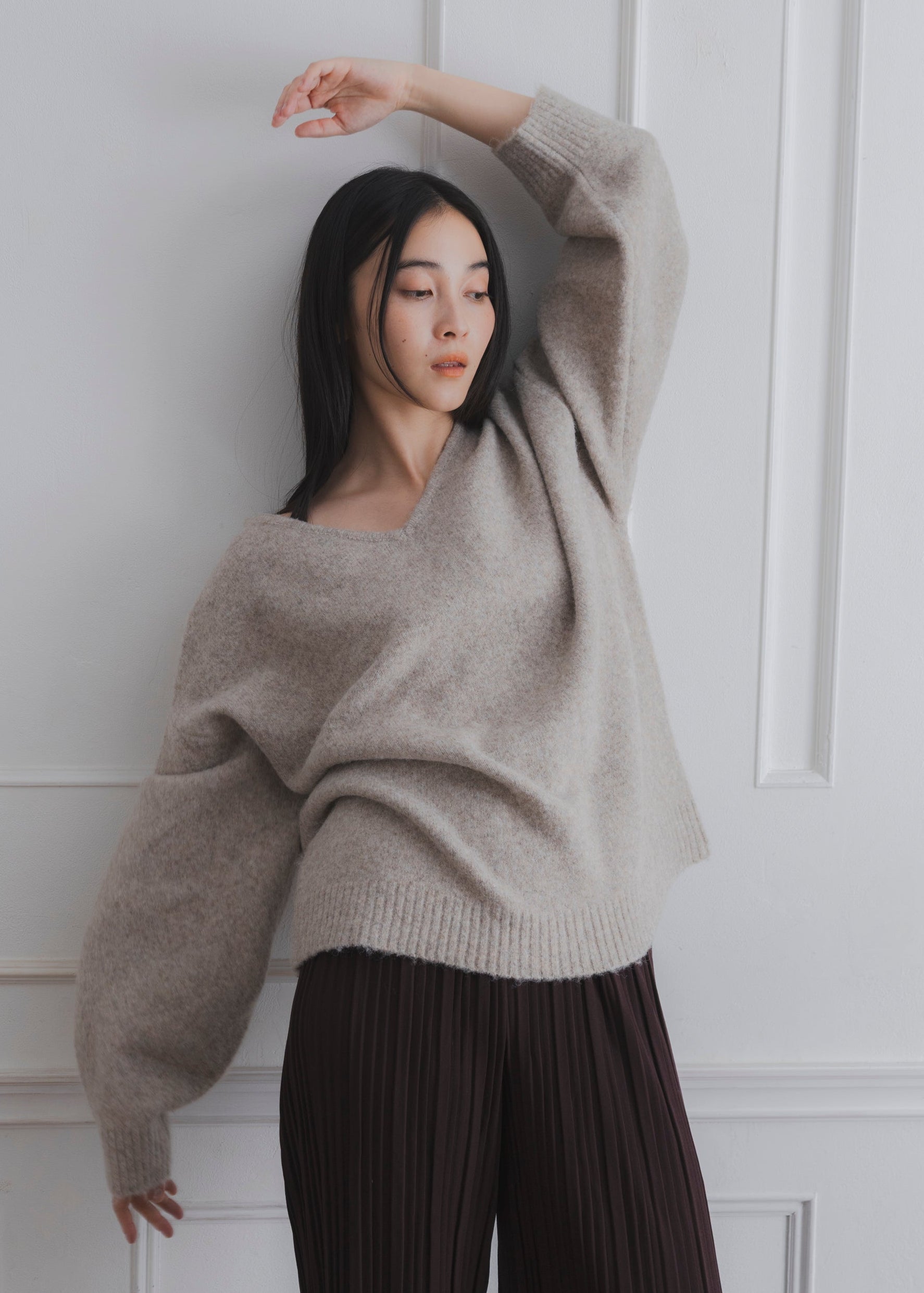 BACK RIBBON KNIT PULLOVER