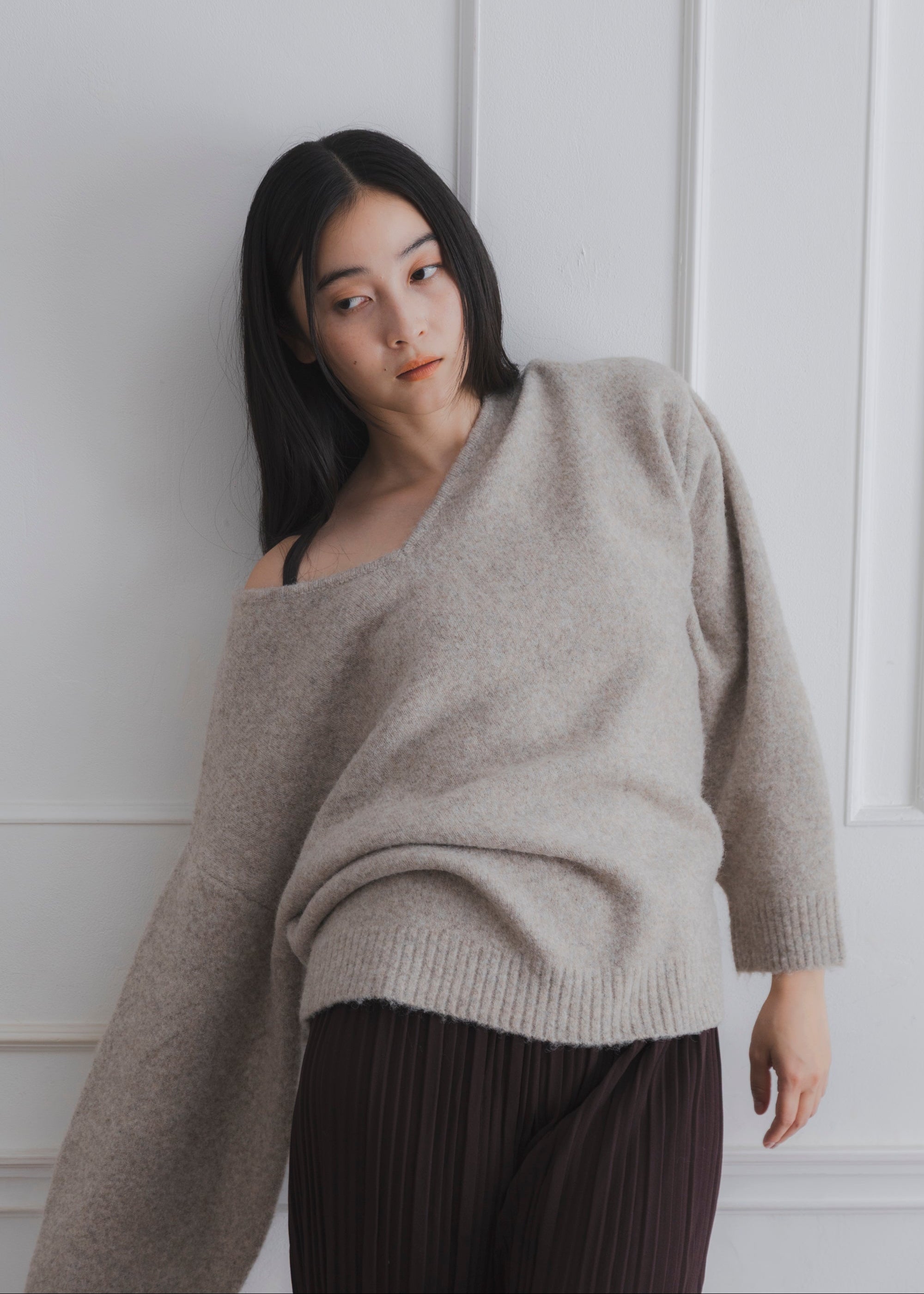 BACK RIBBON KNIT PULLOVER